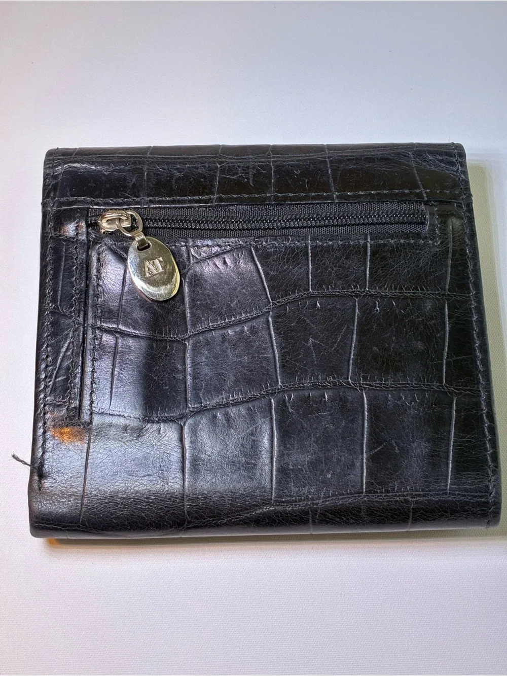Black Croc-Embossed Leather Wallet